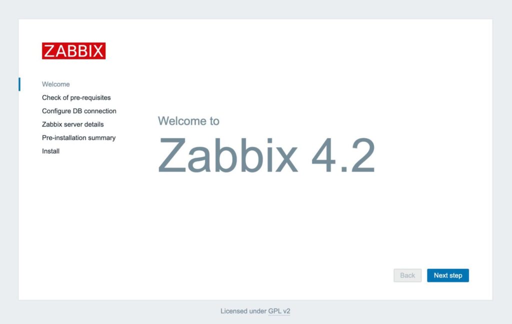 Zabbixのウェルカム画面