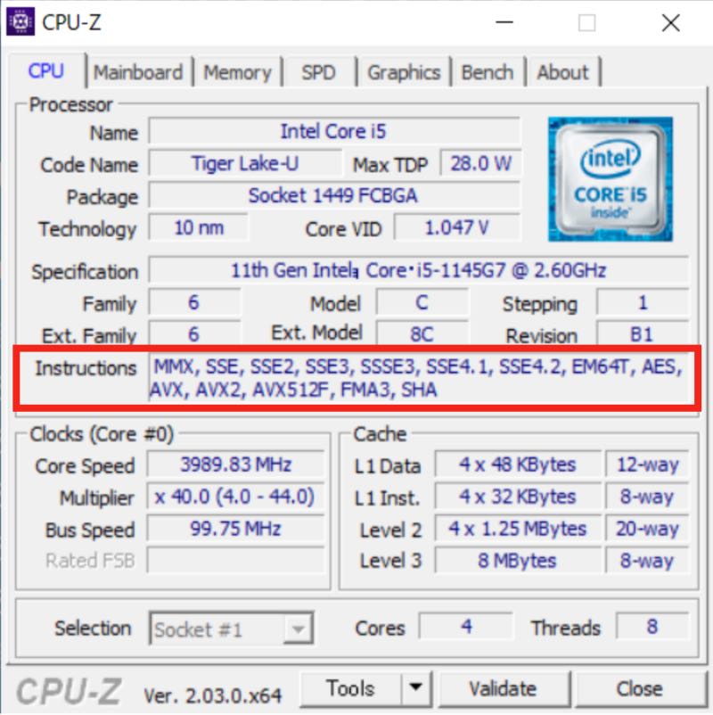 CPU-ZでのVT-x確認(無効状態)